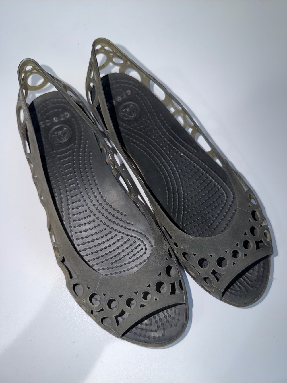 Crocs Boulder Adrian Women’s Shoes sz 9 Wide Slip On Peep Toe K